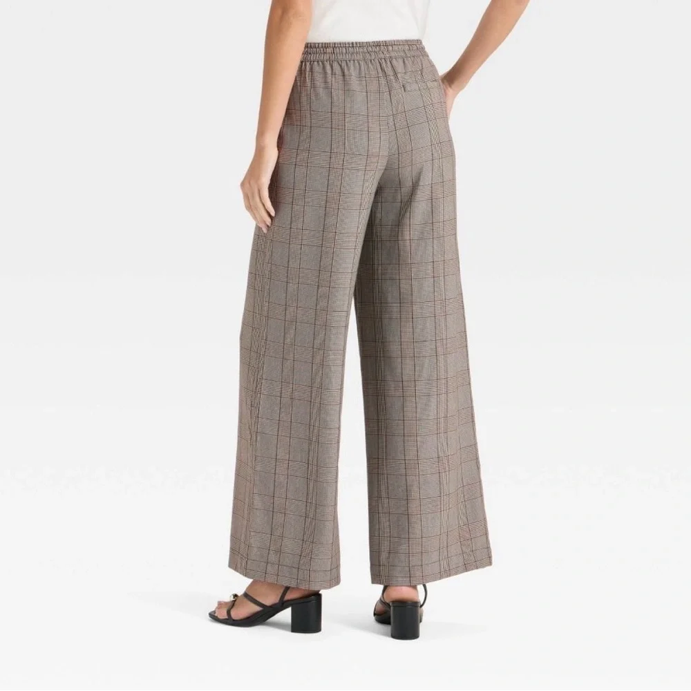 NWT a new day Wide-Leg Drawstring Pants- Grey Plaid XXL - Picture 2 of 12